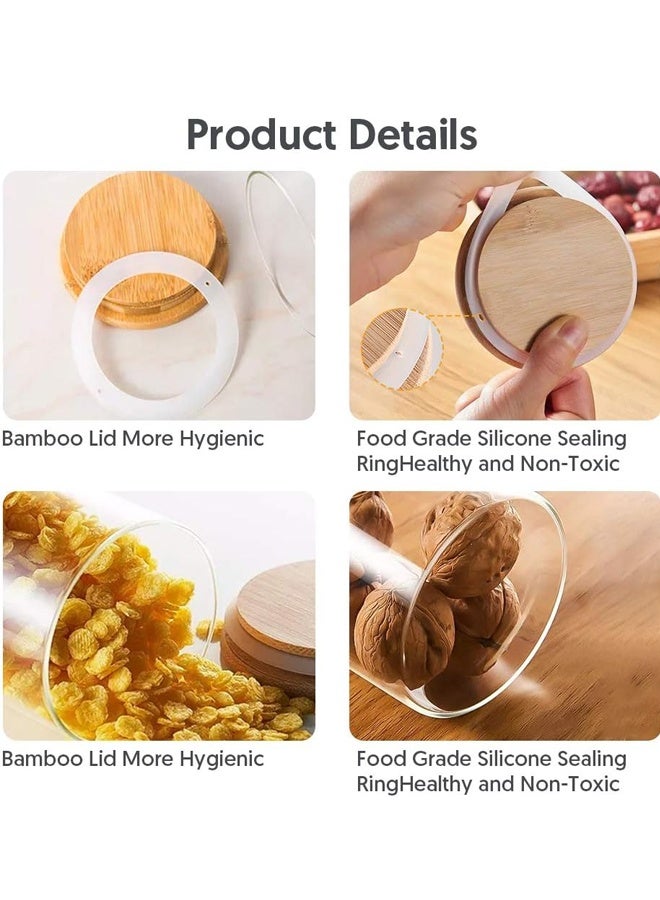 200ml Glass Food Storage Jars, Glass Jars with Bamboo Lids, Kitchen Storage Jars, Set of 12, Canisters with Airtight Lids for Spice, Coffee, Cookie, Pantry Organizers - Image 3